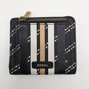 Fossil Black and Gold Striped Wallet